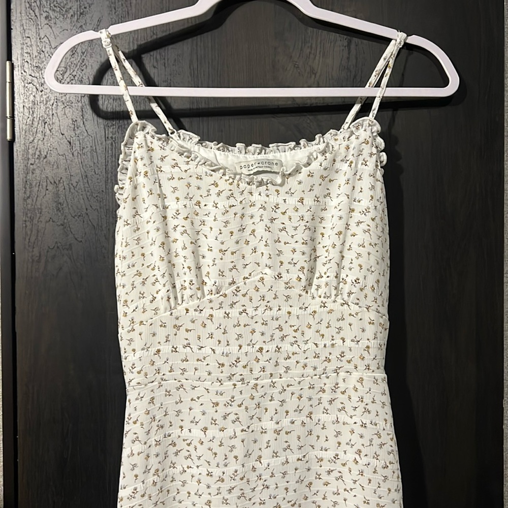 spaghetti strap floral summer dress with ruffles